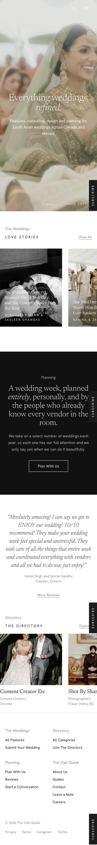 The Viah Guide website, phone